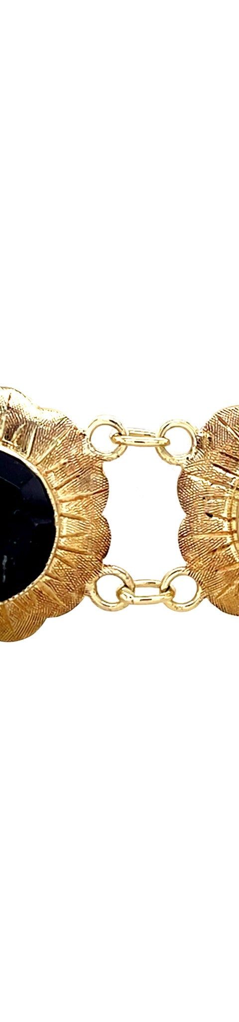 Vintage 14K Gold Boat Link Bracelet with Garnet